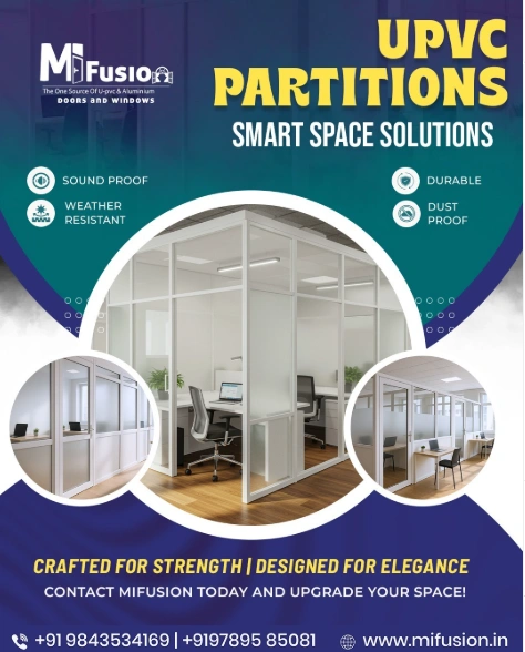 sliding uPVC partitions for open offices in coimbatore